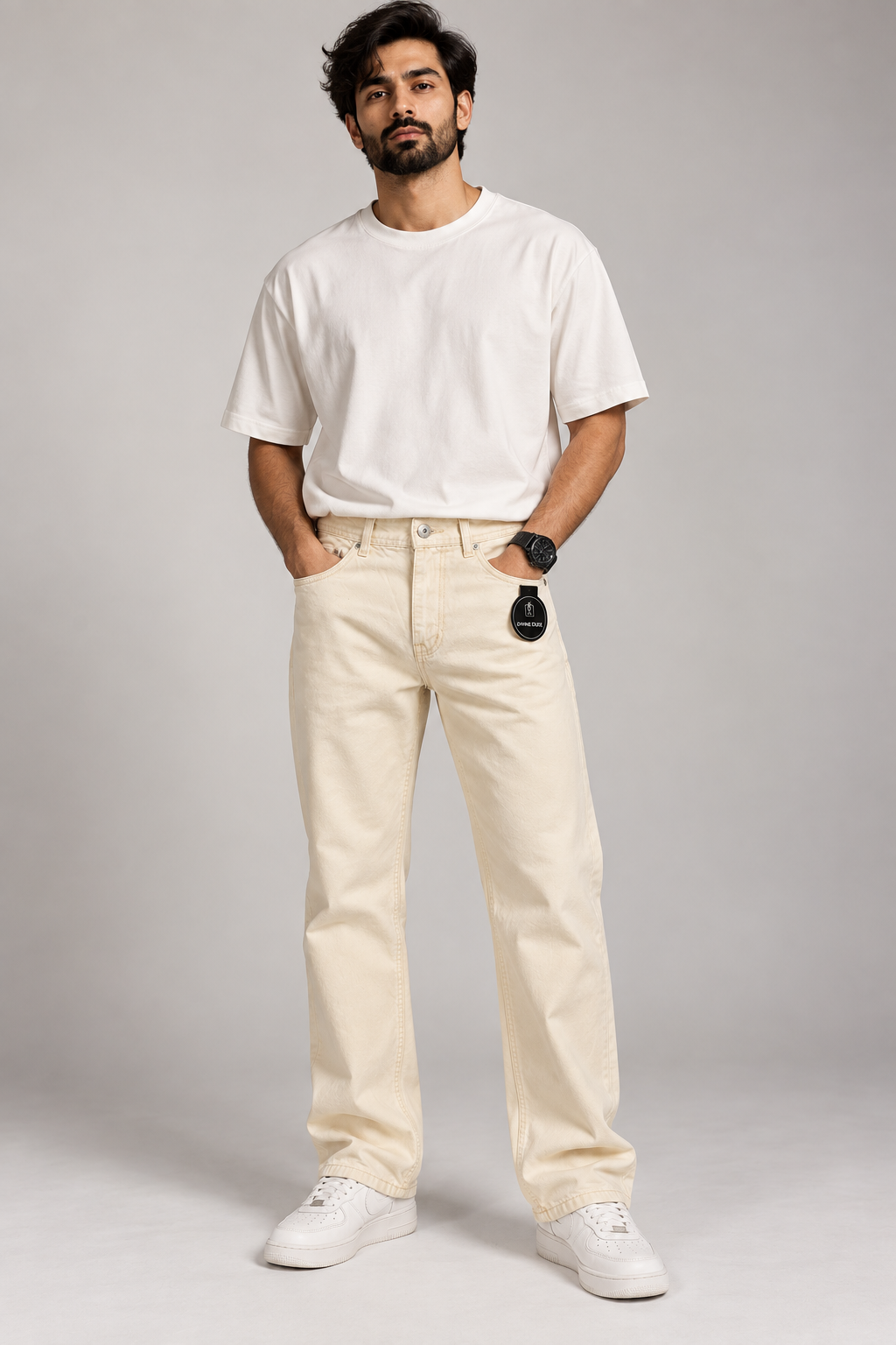 Men's Straight Fit-Cream/Off White