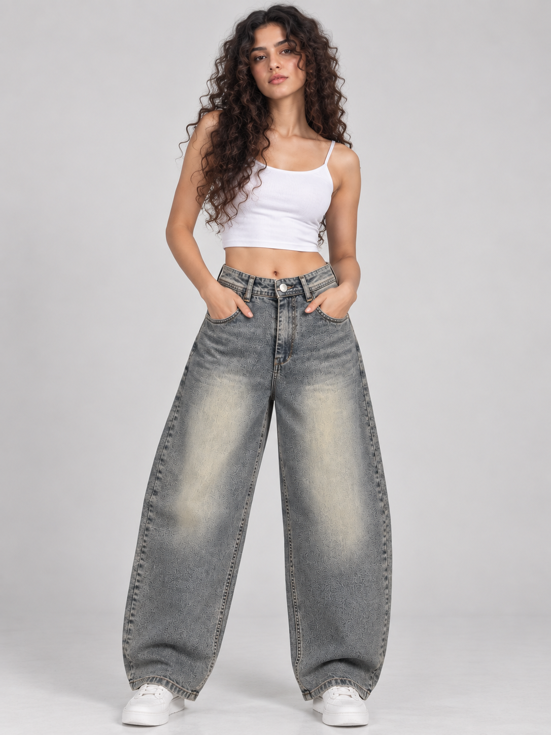 Women's Barrel Fit Jeans - Dusty Blue