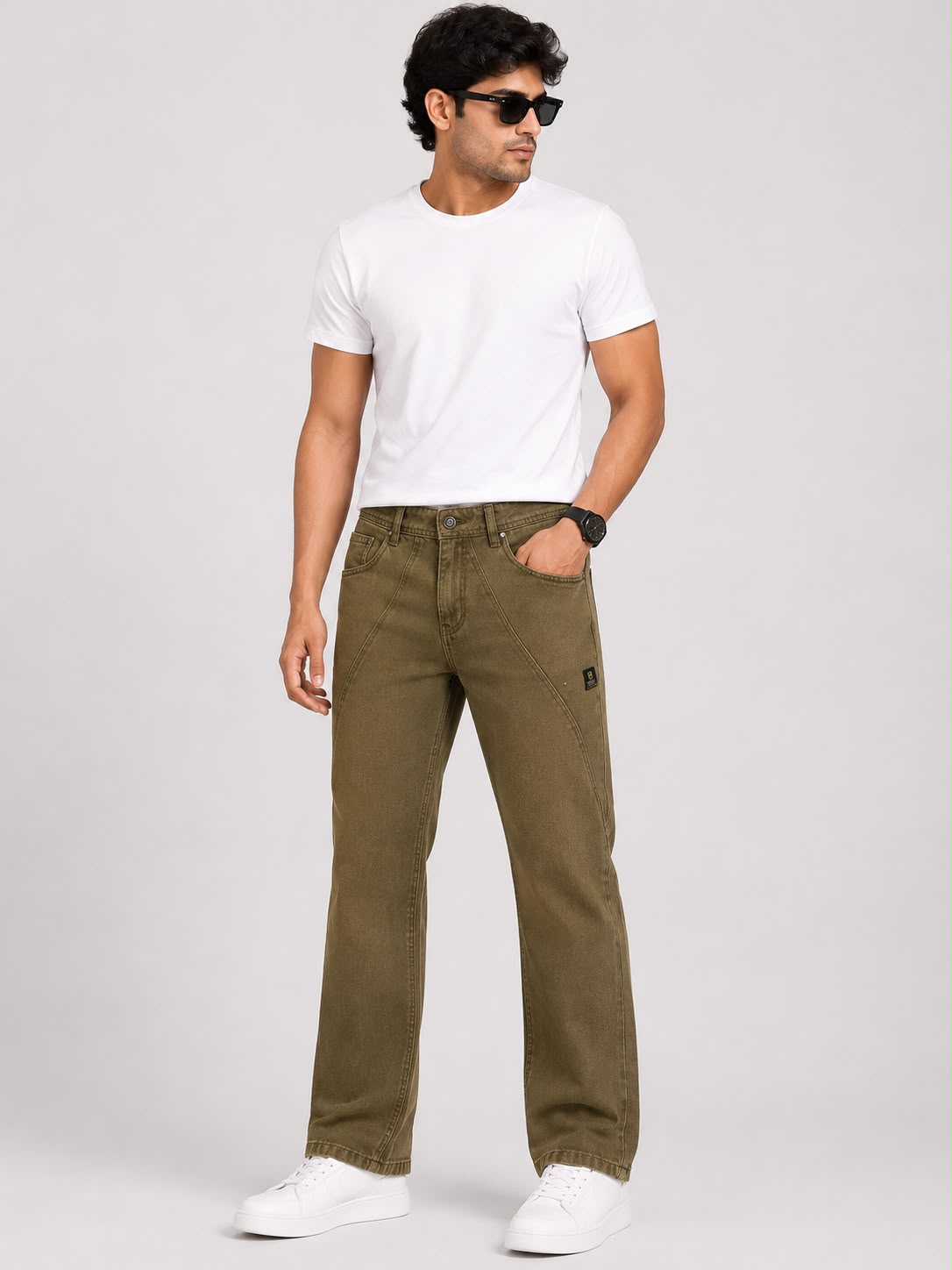 Men’s Relaxed Straight Fit Denim – Olive